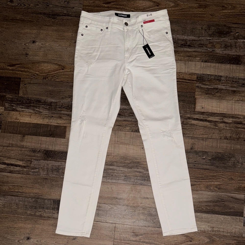 Express Men's Hyper Stretch White Skinny Jeans
